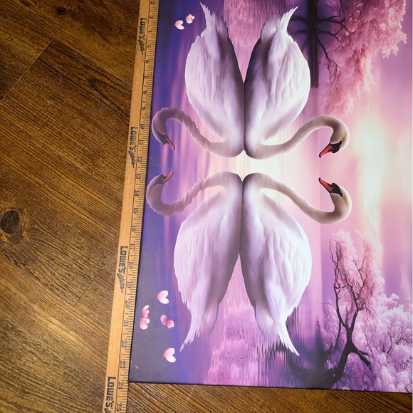 Love Swans Cherry Blossom Pink & Purple Canvas Print Wall Decor - Picture 8 of 8